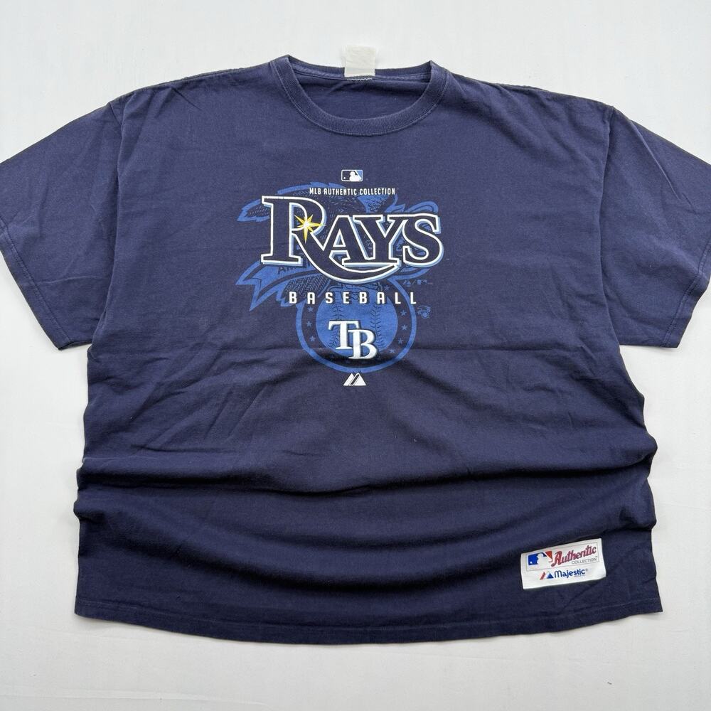 Tampa Bay Rays Baseball MLB Authentic Collection Majestic Blue T-Shirt XLarge